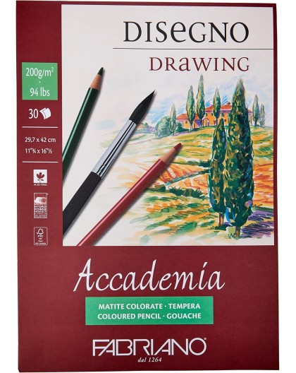 Fabriano Accademia 200gr - blok 30 vel tekenpapier A3
