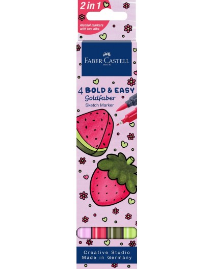 Goldfaber Sketch Marker - set 4 Bold & Easy world of food fruit