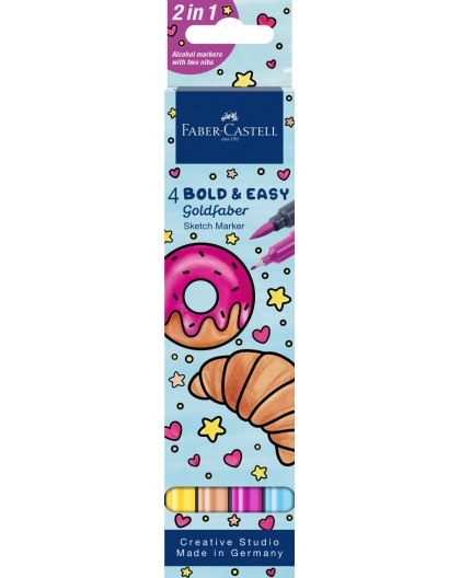 Goldfaber Sketch Marker - set 4 Bold & Easy world of food pastries