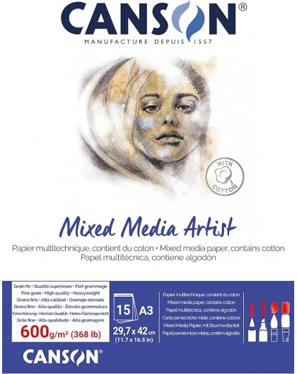 Canson Mixed Media Artist 600gr/m² - tekenblok gelijmd