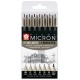 Sakura Pigma Micron set 6 fineliners + 1 brush pen zwart