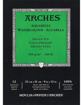 Arches aquarelblok 300g/m² Grain Fin / cold pressed - 1 zijdig gelijmd
