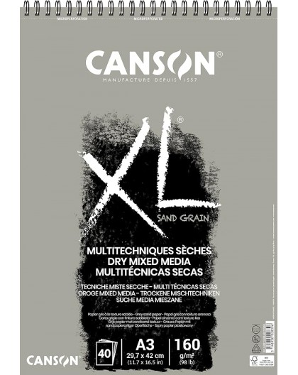 Canson XL Sand Grain 160gr - blok 40 vel grey