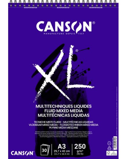 Canson XL Fluid Mixed Media 250gr - blok 30 vel