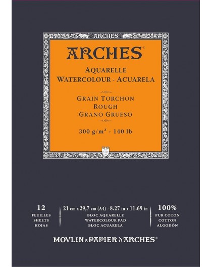 Arches aquarelblok 300g/m² Grain Torchon - 1 zijdig gelijmd, A4