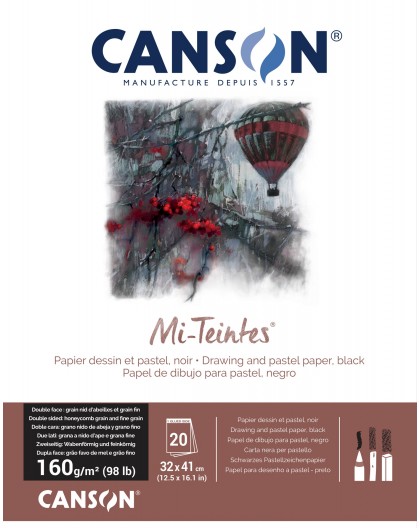 Canson Mi-Teintes 160gr - blok 20 vel Black