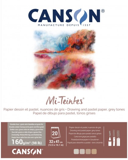 Canson Mi-Teintes 160gr - blok 20 vel Grey Tones