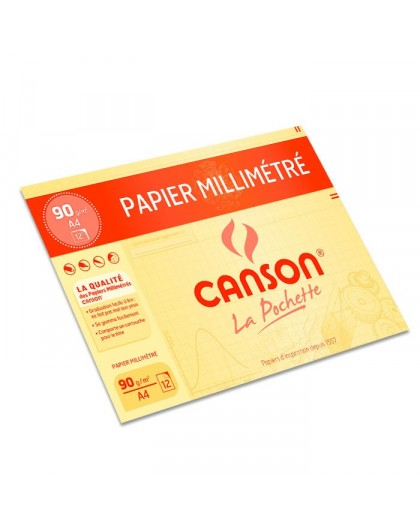 Canson millimeterpapier - pochet 12 vellen A4