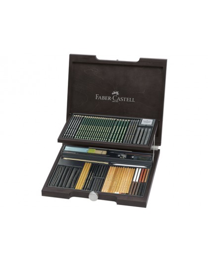 Faber-Castell Pitt Monochrome Artist set in houten koffer