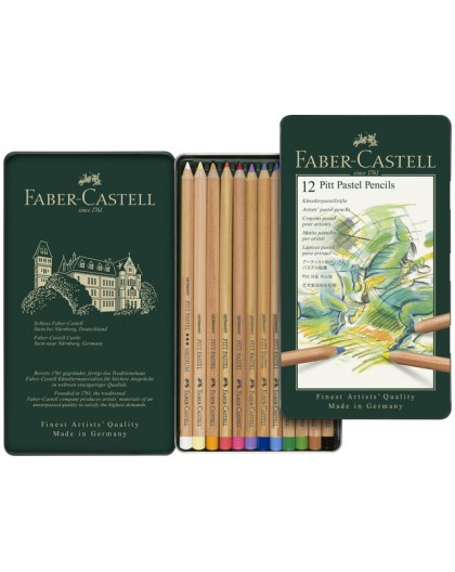 Faber-Castell - Pitt Pastelpotloden in metalen etui - set 12