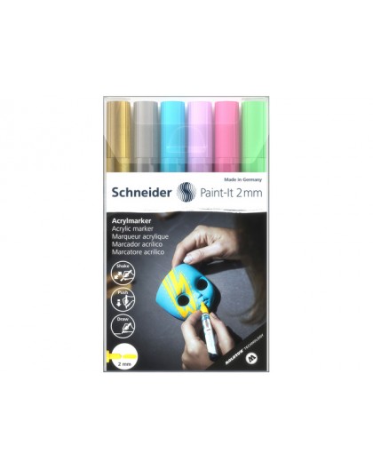 Schneider Acryl Markers Paint-it 2mm - etui met 6 markers