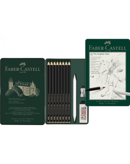 Faber-Castell - Pitt Graphite Matt etui met 8 potloden (HB-14B) + accessoires