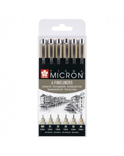 Sakura Pigma Micron set 6 fineliners zwart