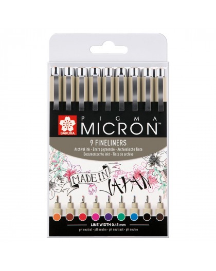 Sakura Pigma Micron set met 9 kleuren