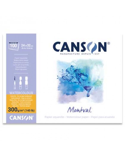 Canson Montval 300gr/m² aquarelpapier op blok 1-zijdig gelijmd