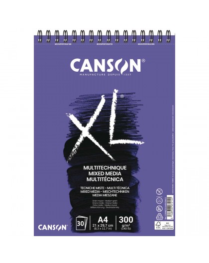 Canson XL - Mixed media grain spiraalblok 300gr/m²