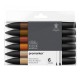 Winsor & Newton Promarker set 6 donkere huidtinten