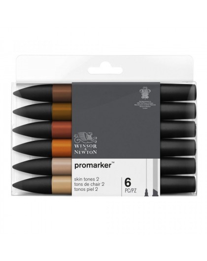 Winsor & Newton Promarker set 6 donkere huidtinten