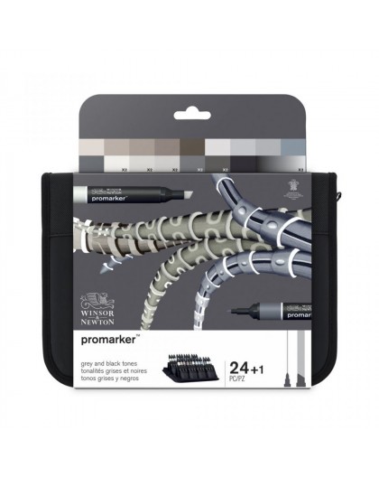 Winsor & Newton Promarker Set 24 Black & Greys