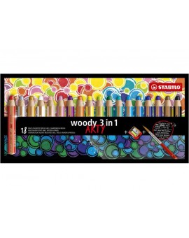 Stabilo Woody 3 in 1 Arty set 18 + slijper en penseel