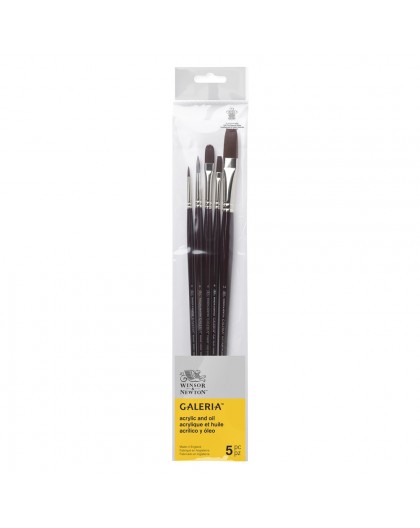 Winsor & Newton Galeria - set met 5 penselen rond, plat, kattentong