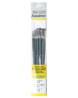 Winsor & Newton Foundation - set met 6 acrylverfpenselen korte steel