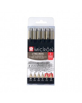 Sakura Pigma Micron set 4+2 fineliners zwart