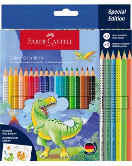 Faber Castell - kleurpotloden grip Dino set 18+6