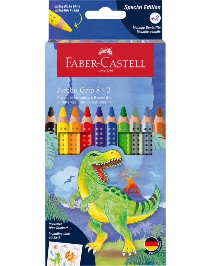 Faber Castell - kleurpotloden Jumbo grip Dino set 8+2
