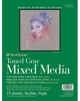 Strathmore Mixed Media Toned Gray tekenblok gelijmd