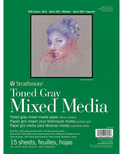 Strathmore Mixed Media Toned Gray tekenblok gelijmd