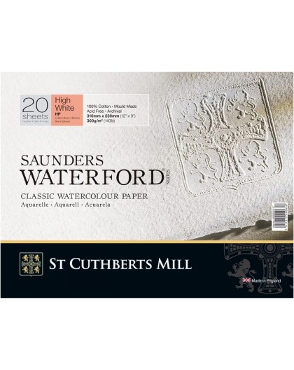Saunders Waterford aquarelblok HP / high white - 4 zijdig gelijmd