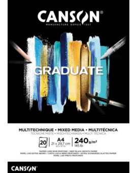 Canson Graduate Mixed Media - blok zwart papier - A4
