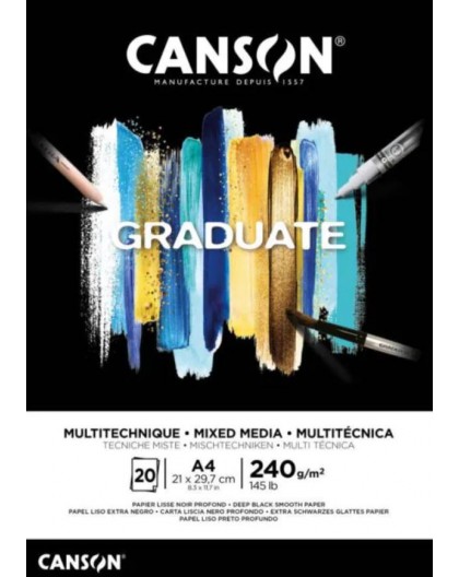 Canson Graduate Mixed Media - blok zwart papier - A4