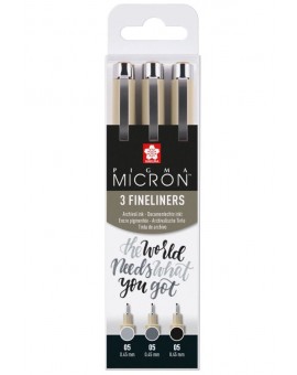 Sakura Pigma Micron 05 fineliner set 3 zwart en grijs